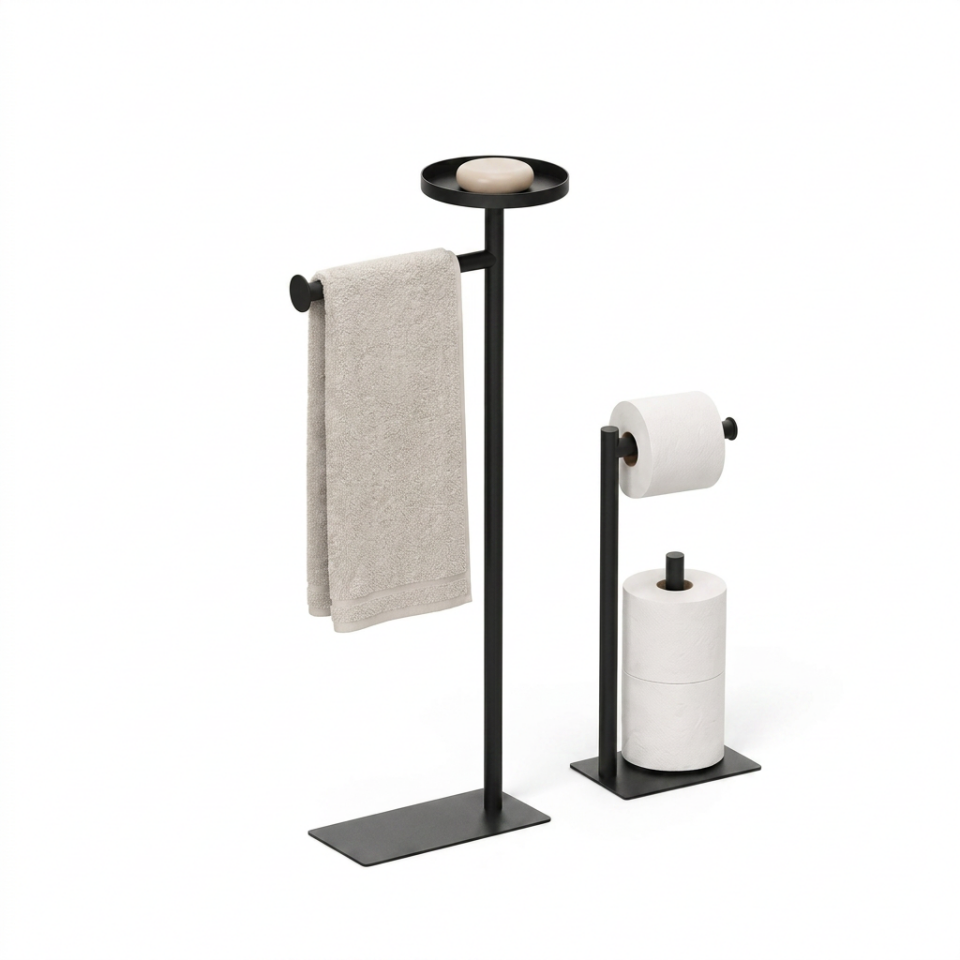 Aukahome 2'li Metal Banyo Standı Siyah