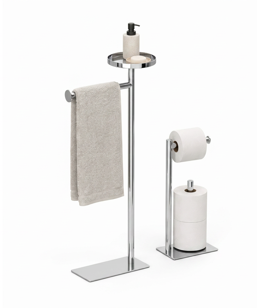 Aukahome 2'li Metal Banyo Standı Gri