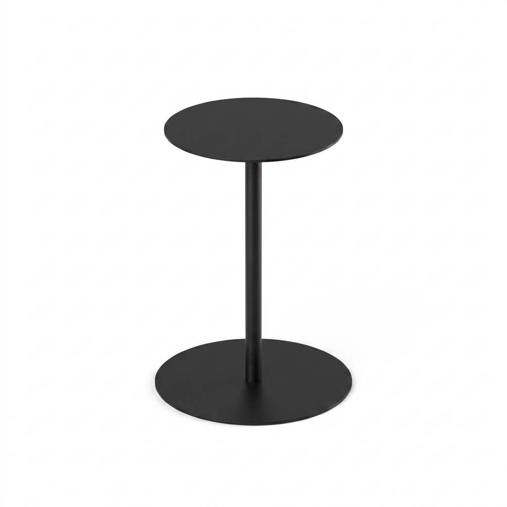 Aukahom Yuvarlak Metal C Sehpa Siyah